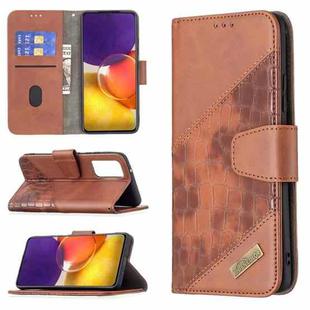 For Samsung Galaxy A82 5G Matching Color Crocodile Texture Horizontal Flip PU Leather Case with Wallet & Holder & Card Slots(Brown)