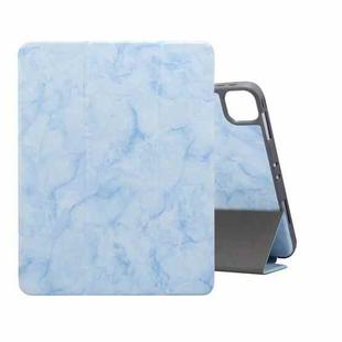 For iPad Pro 11 2022 / 2021 Marble Texture Horizontal Flip Leather Tablet Case with Three-folding Holder & Sleep / Wake-up Function(Blue)
