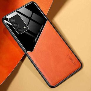 For OPPO A74 4G All-inclusive Leather + Organic Glass Protective Case with Metal Iron Sheet(Yellow)