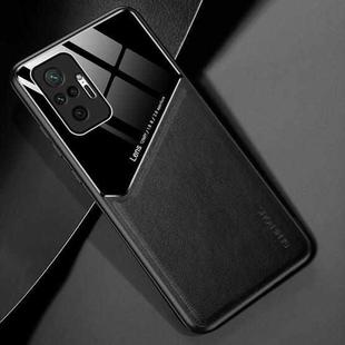 For Xiaomi Redmi Note 10 Pro Max All-inclusive Leather + Organic Glass Protective Case with Metal Iron Sheet(Black)