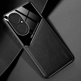 For Huawei P50 All-inclusive Leather + Organic Glass Protective Case with Metal Iron Sheet(Black)