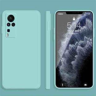 For vivo X60 Pro Solid Color Imitation Liquid Silicone Straight Edge Dropproof Full Coverage Protective Case(Sky Blue)