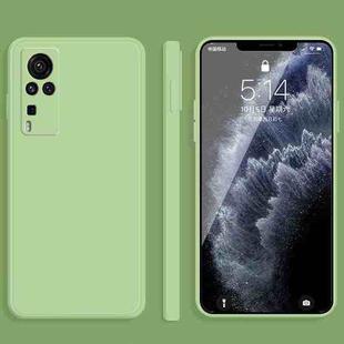 For vivo X60 Pro Solid Color Imitation Liquid Silicone Straight Edge Dropproof Full Coverage Protective Case(Matcha Green)