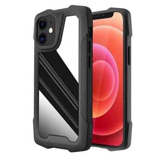 Stainless Steel Metal PC Back Cover + TPU Heavy Duty Armor Shockproof Case For iPhone 12 mini(Mirror Black)