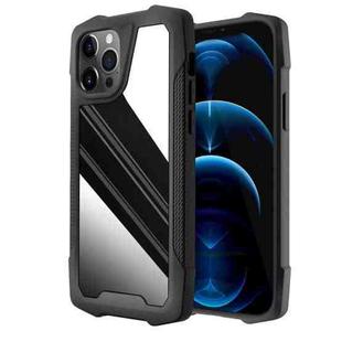 Stainless Steel Metal PC Back Cover + TPU Heavy Duty Armor Shockproof Case For iPhone 12 Pro Max(Mirror Black)