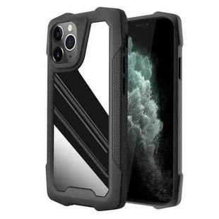 Stainless Steel Metal PC Back Cover + TPU Heavy Duty Armor Shockproof Case For iPhone 11 Pro(Mirror Black)