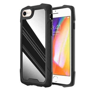 Stainless Steel Metal PC Back Cover + TPU Heavy Duty Armor Shockproof Case For iPhone 8 / 7 / SE 2022 / SE 2020(Mirror Black)