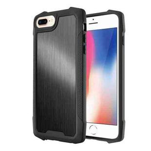 Stainless Steel Metal PC Back Cover + TPU Heavy Duty Armor Shockproof Case For iPhone 8 Plus / 7 Plus(Brush Black)
