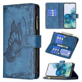 For Samsung Galaxy S20 Flying Butterfly Embossing Pattern Zipper Horizontal Flip Leather Case with Holder & Card Slots & Wallet(Blue)