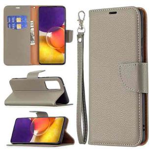 For Samsung Galaxy A82 5G Litchi Texture Pure Color Horizontal Flip Leather Case with Holder & Card Slots & Wallet & Lanyard(Gray)