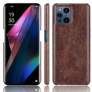 For OPPO Find X3 / X3 Pro Shockproof Litchi Texture PC + PU Case(Brown)