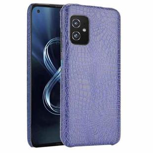 For Asus Zenfone 8 ZS590KS Shockproof Crocodile Texture PC + PU Case(Blue)