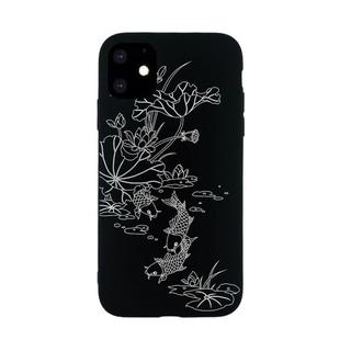 For iPhone 11 Pro Painted Pattern Soft TPU Protective Case(Lotus Pond)