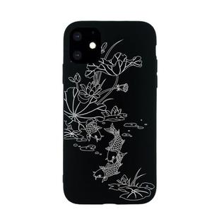 For iPhone 11 Pro Max Painted Pattern Soft TPU Protective Case(Lotus Pond)