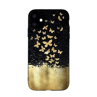 For iPhone 11 Pro Max Painted Pattern Soft TPU Protective Case(Gold Butterfly)