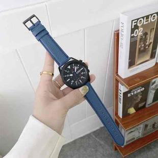 For Samsung Galaxy Watch 42mm Sewing Litchi Texture Leather Watch Band(Blue)