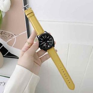 For Samsung Galaxy Watch 42mm Sewing Litchi Texture Leather Watch Band(Yellow)