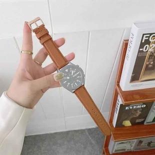 For Samsung Galaxy Watch 42mm Sewing Litchi Texture Leather Watch Band(Brown)