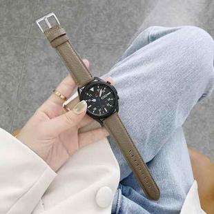 For Samsung Galaxy Watch 46mm Sewing Litchi Texture Leather Watch Band(Grey)