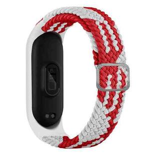 For Xiaomi Mi Band 6 / 5  / 4 / 3 Adjustable Nylon Braided Elasticity Watch Band(Red White)