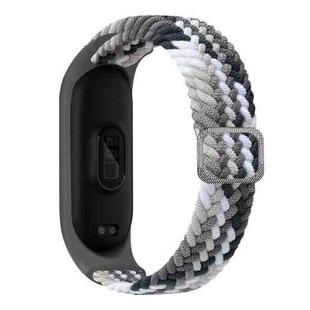 For Xiaomi Mi Band 6 / 5  / 4 / 3 Adjustable Nylon Braided Elasticity Watch Band (Colorful Black)