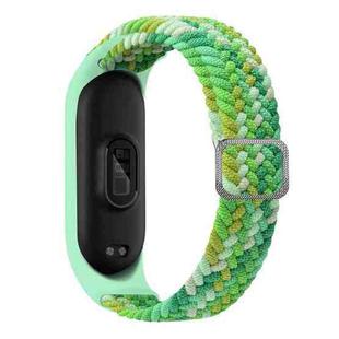 For Xiaomi Mi Band 6 / 5  / 4 / 3 Adjustable Nylon Braided Elasticity Watch Band (Colorful Green)