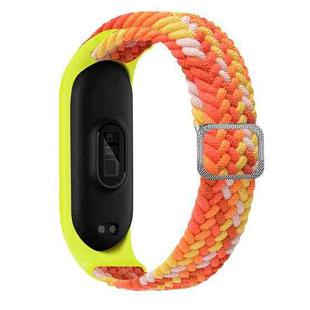 For Xiaomi Mi Band 6 / 5  / 4 / 3 Adjustable Nylon Braided Elasticity Watch Band(Colorful Orange)