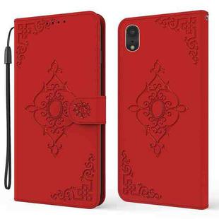 Embossed Fortune Flower Pattern Horizontal Flip Leather Case with Holder & Card Slot & Wallet & Lanyard For iPhone XR(Red)