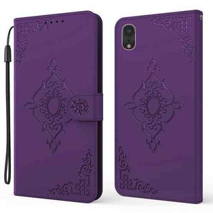 Embossed Fortune Flower Pattern Horizontal Flip Leather Case with Holder & Card Slot & Wallet & Lanyard For iPhone XR(Purple)