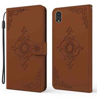 Embossed Fortune Flower Pattern Horizontal Flip Leather Case with Holder & Card Slot & Wallet & Lanyard For iPhone XR(Brown)