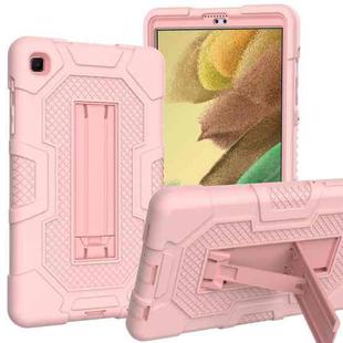 For Samsung Galaxy Tab A7 Lite T220 / T225 Contrast Color Robot Shockproof Silicone + PC Protective Case with Holder(Rose Gold)