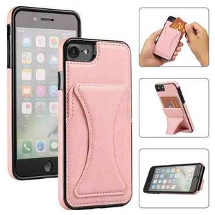 For iPhone SE 2022 / SE 2020 / 8 / 7 Ultra-thin Shockproof Protective Case with Holder(Rose Gold)