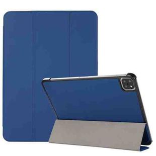 For iPad Pro 11 2022 / 2021 3-folding Skin Texture Horizontal Flip TPU + PU Leather Tablet Case with Holder(Navy Blue)