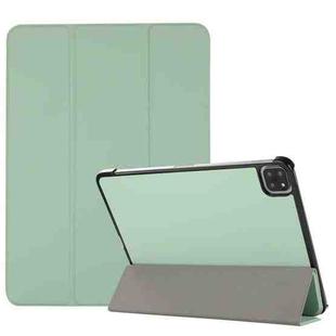 For iPad Pro 11 2022 / 2021 3-folding Skin Texture Horizontal Flip TPU + PU Leather Tablet Case with Holder(Mint Green)