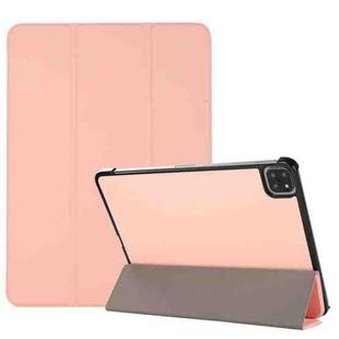 For iPad Pro 11 2022 / 2021 3-folding Skin Texture Horizontal Flip TPU + PU Leather Tablet Case with Holder(Pink)