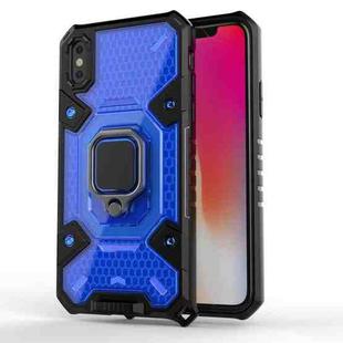 For iPhone X Space PC+TPU Ring Holder Protective Case(Blue)