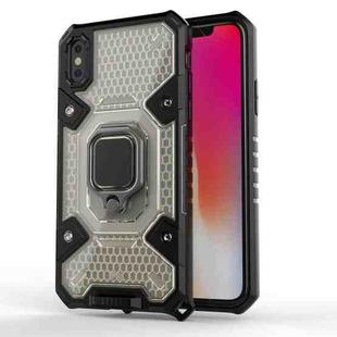 For iPhone X Space PC+TPU Ring Holder Protective Case(Silver)