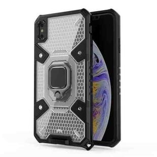 For iPhone XS Max Space PC+TPU Ring Holder Protective Case(White)