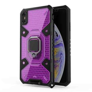 For iPhone XS Max Space PC+TPU Ring Holder Protective Case(Purple)