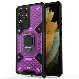 For Samsung Galaxy S21 Ultra 5G Space PC+TPU Ring Holder Protective Case(Purple)