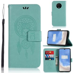 For OnePlus 7T Wind Chime Owl Embossing Pattern Horizontal Flip Leather Case with Holder & Card Slots & Wallet(Green)