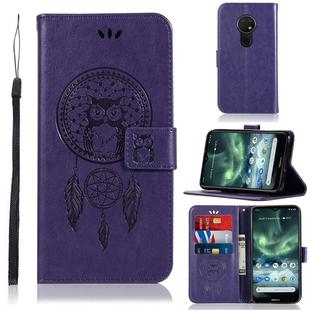 For Nokia 7.2 Wind Chime Owl Embossing Pattern Horizontal Flip Leather Case with Holder & Card Slots & Wallet(Purple)