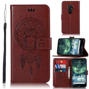 For Nokia 7.2 Wind Chime Owl Embossing Pattern Horizontal Flip Leather Case with Holder & Card Slots & Wallet(Brown)