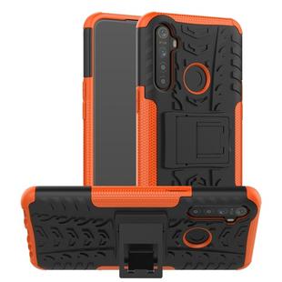 For OPPO Realme 5 Tire Texture TPU + PC Shockproof Case with Holder(Orange)