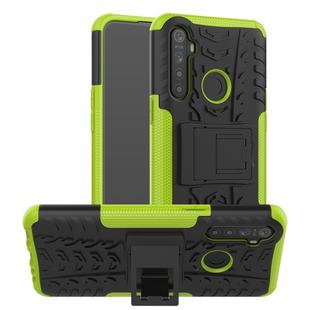 For OPPO Realme 5 Tire Texture TPU + PC Shockproof Case with Holder(Green)