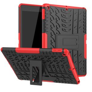 For iPad 10.2 Tire Texture TPU + PC Shockproof Case with Holder(Red)
