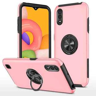 For Samsung Galaxy A01 PC + TPU Shockproof Magnetic Protective Case with Invisible Ring Holder(Rose Gold)