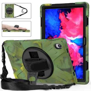 For Lenovo XiaoXin Pad 11 / Pad 11 Plus 2021 / Pad 2022 TB-J606F/J607F/J616F Shockproof Colorful Silicone + PC Protective Case with Holder & Hand Strap & Shoulder Strap(Camouflage)