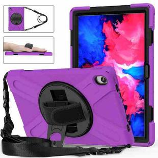 For Lenovo XiaoXin Pad 11 / Pad 11 Plus 2021 / Pad 2022 TB-J606F/J607F/J616F Shockproof Colorful Silicone + PC Protective Case with Holder & Hand Strap & Shoulder Strap(Purple)