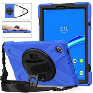 For Lenovo Tab M10 Plus TB-X606F Shockproof Colorful Silicone + PC Protective Case with Holder & Hand Strap & Shoulder Strap(Blue)